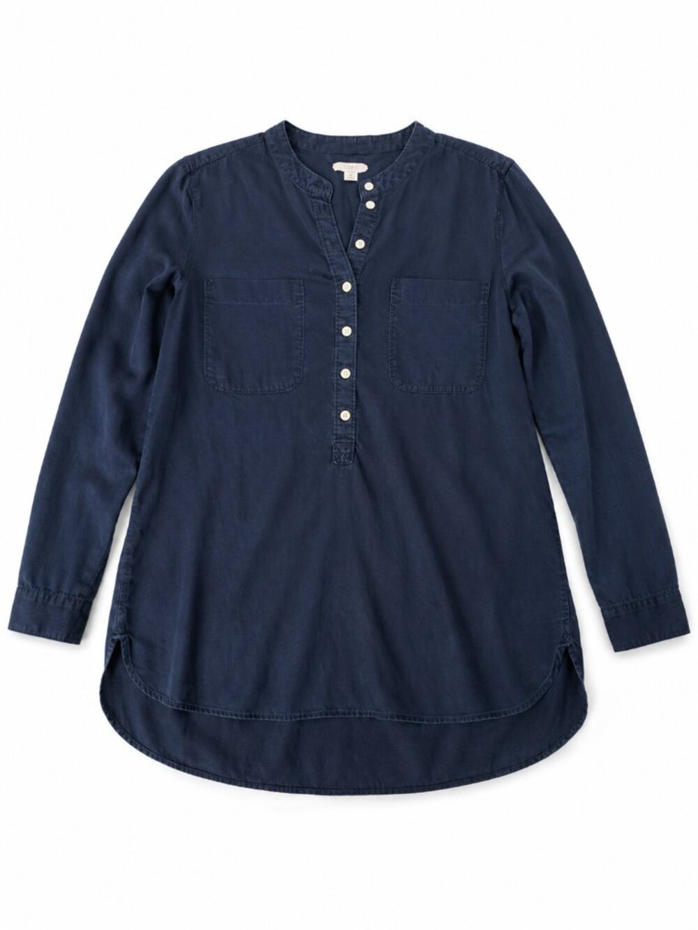 Gap Navy Tunic Top XS Lightweight Utility Blouse Long Sleeve Casual Minimalist - Picture 2 of 6